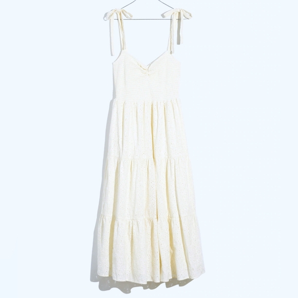 Madewell Eyelet Tie-Strap Lucie Tiered Midi Dress - Picture 6 of 8